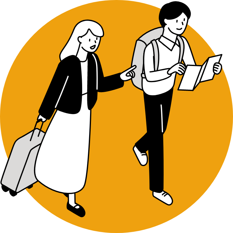 旅行をしている男女
